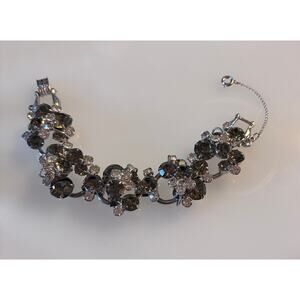 Vintage Juliana DeLizza Elster D&E Topaz Rhinestone 5 Link Bracelet